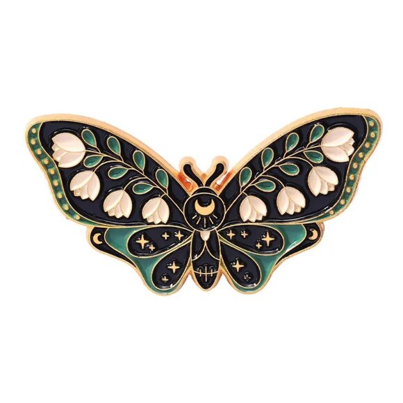 Set of (5) Beautiful Floral Moth Pins - Brand-New! - Picture 10 of 13